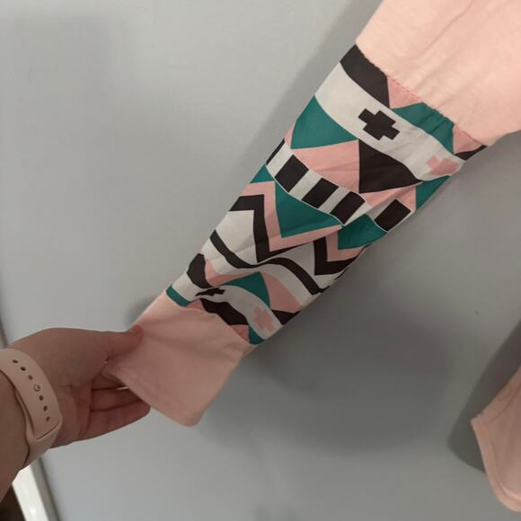 WANGMEICHENG Long Sleeve Tee Shirt w/ Aztec Print Pocket & Panels Size Large - Picture 3 of 7